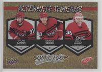Dylan Larkin, Moritz Seider, Ville Husso